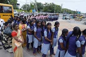 College bus V O Chidambaram College in Thoothukudi	