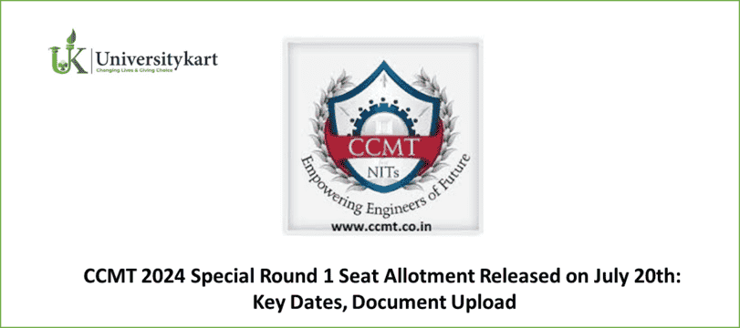 CCMT 2024 Special Round 1 Seat Allotment